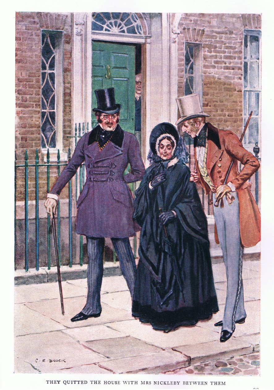 They quitted the house with Mrs Nicleby between them by Charles Edmund Brock