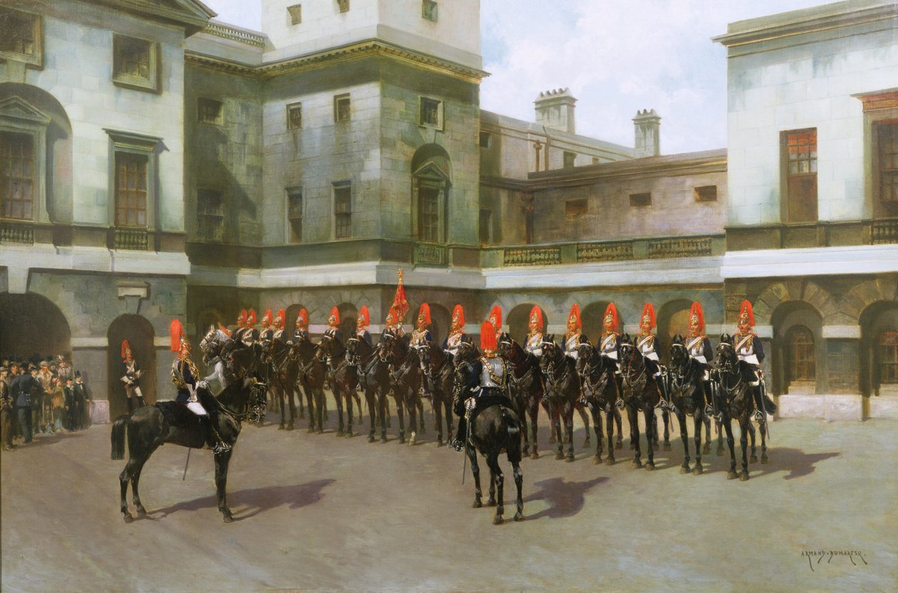 The Blues and Royals, Guard Mounting Parade, Whitehall by Charles Edouard Armand Dumaresq