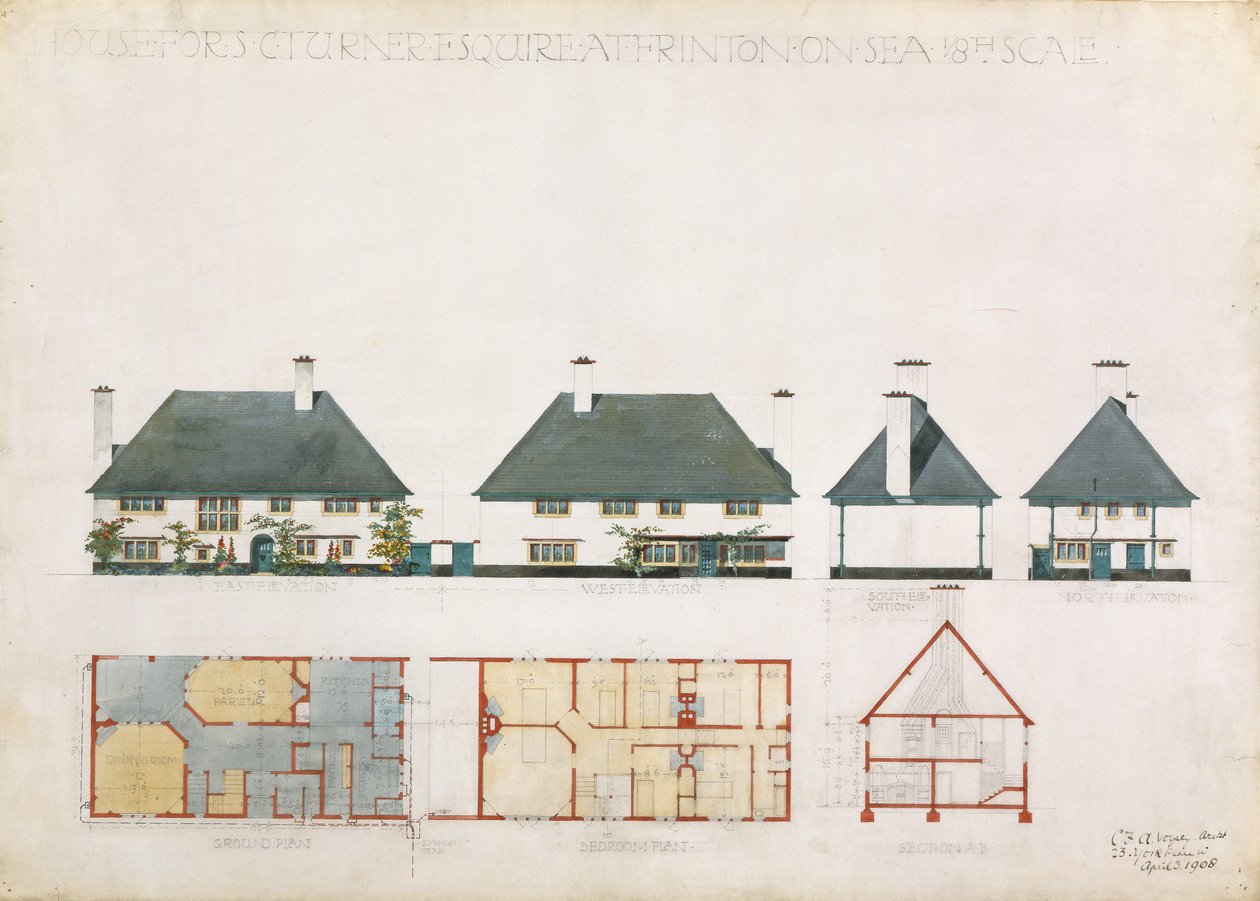Proposed house for C. Turner Esq. at Frinton on Sea by Charles Francis Annesley Voysey