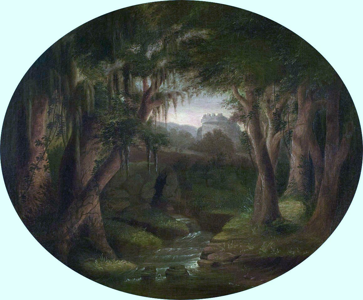 Untitled Landscape with Mossy Trees and Distant Ruins by Charles Fraser