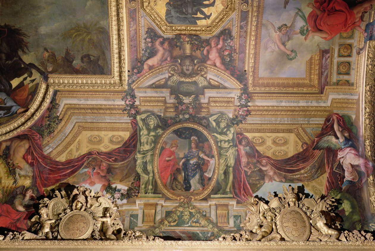The Atonement for the Corsican Attacks in 1664, Ceiling Painting from the Galerie des Glaces by Charles Le Brun