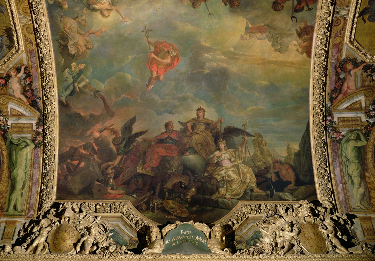 The Prosperous Neighbouring Powers of France, Ceiling Painting from the Galerie des Glaces by Charles Le Brun