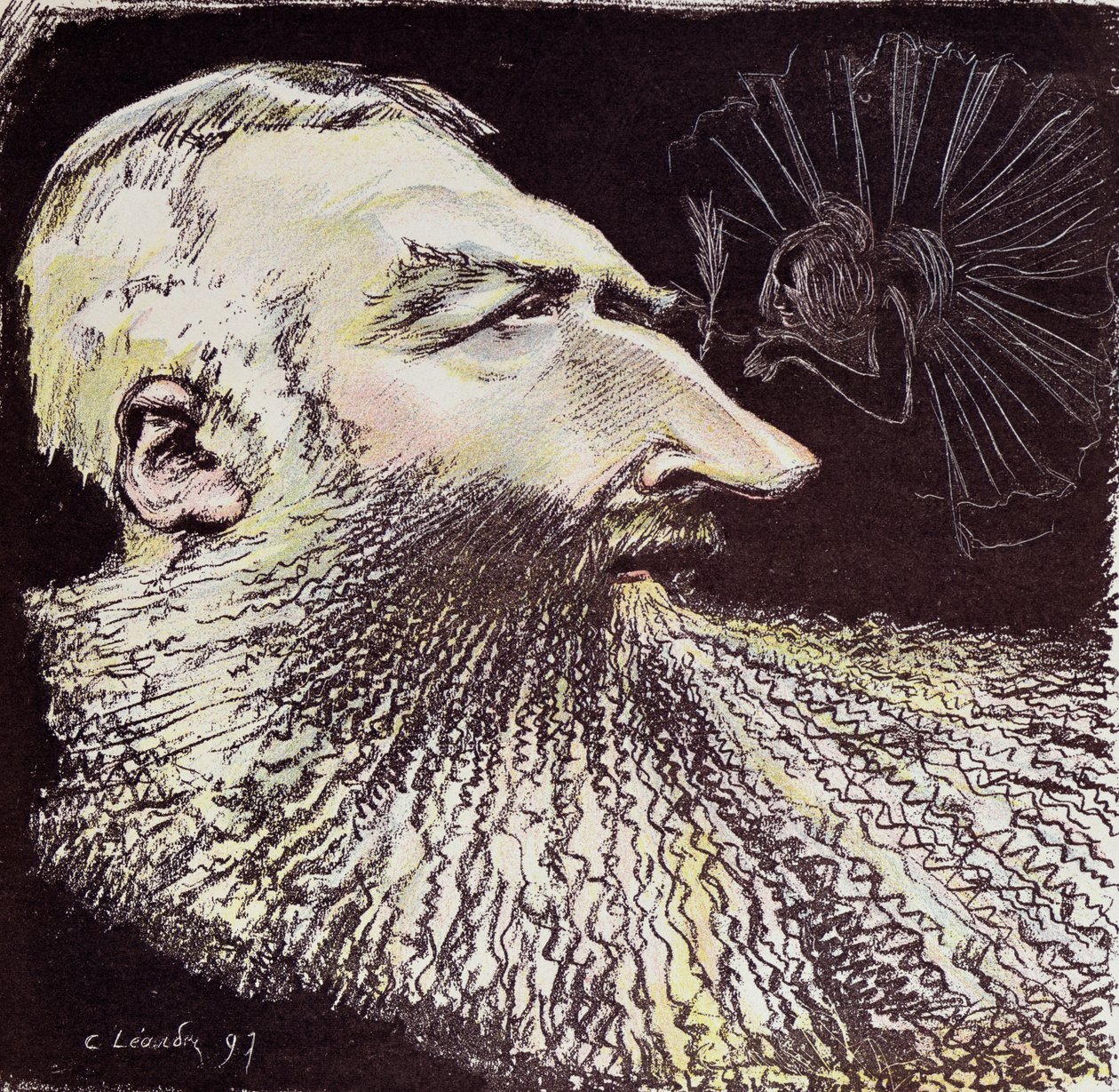 Caricature of Leopold II and Cleo de Merode by Charles Leandre