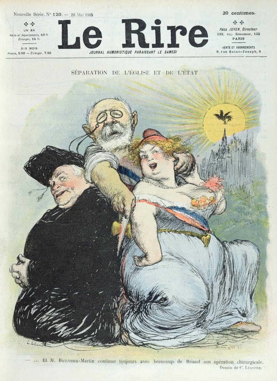 Jean-Baptiste Bienvenu-Martin separating the State from the Church, caricature from 