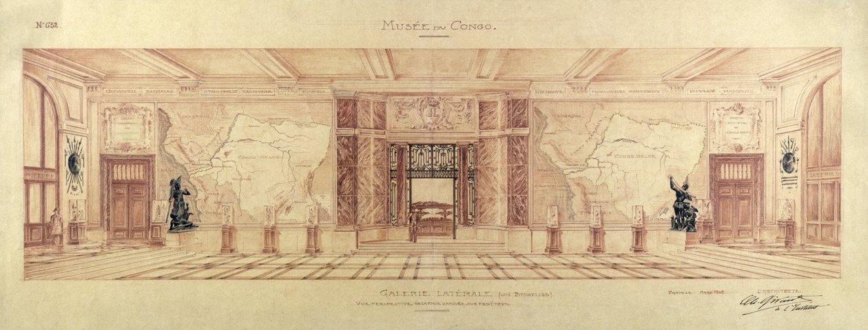 Lateral Gallery of the Musee du Congo at Tervueren, 1909 by Charles Louis Girault