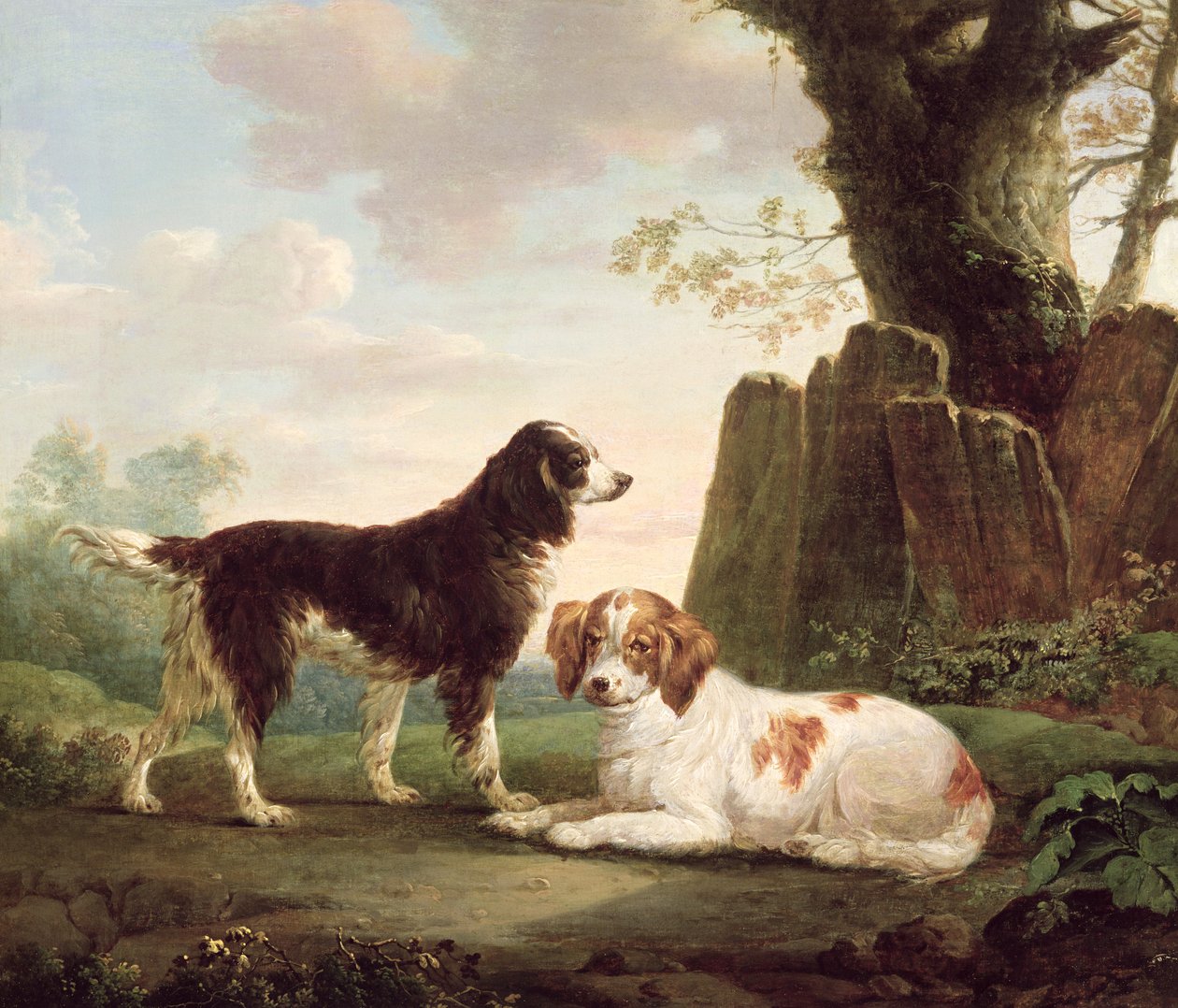 Two spaniels in a landscape by Charles Towne