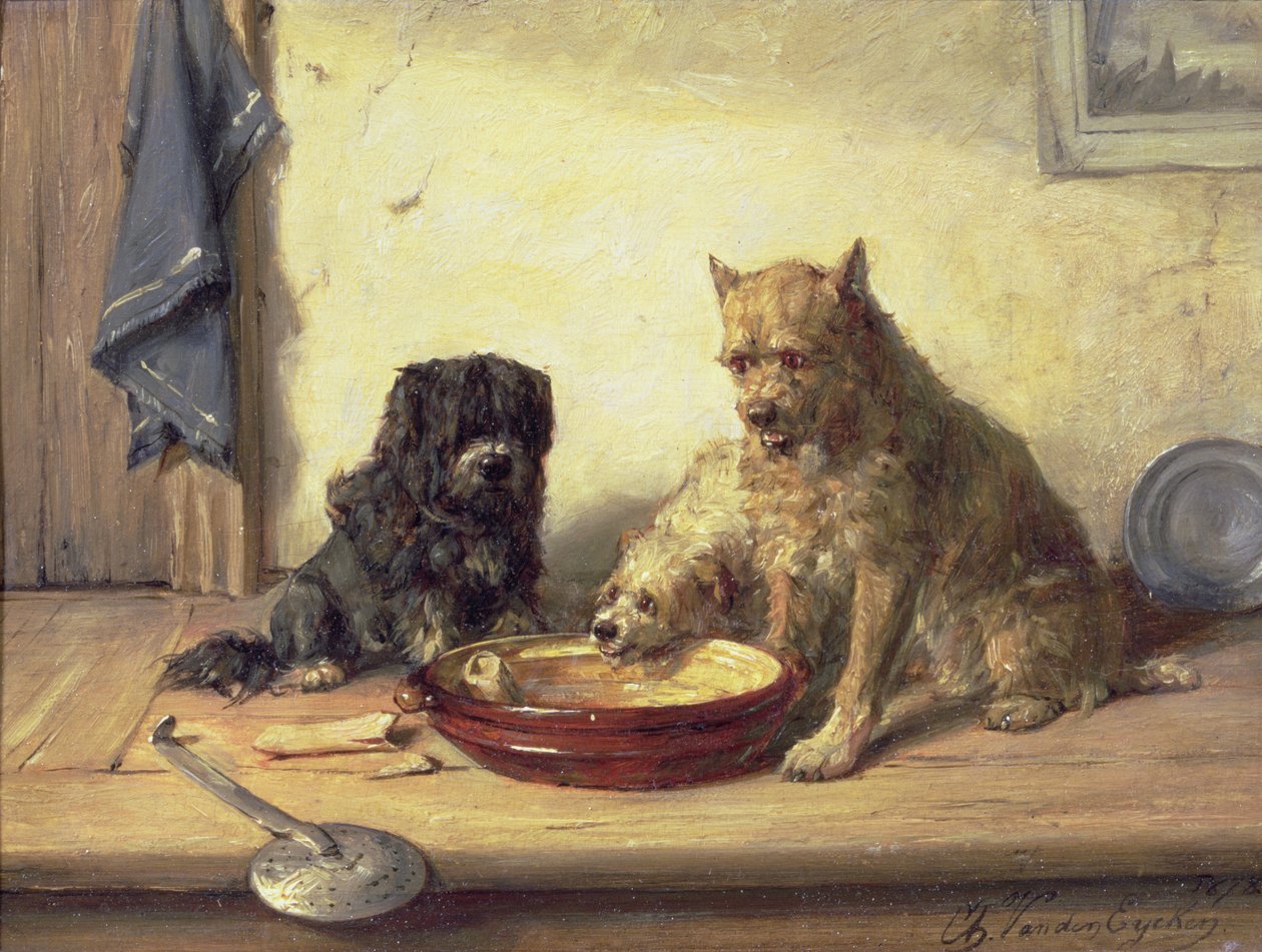 Bone of Contention, 1878 by Charles van den Eycken
