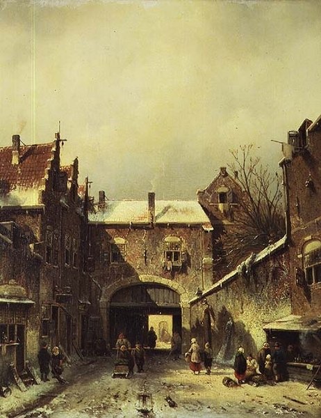 A Dutch Town in Winter by Charles Henri Joseph Leickert