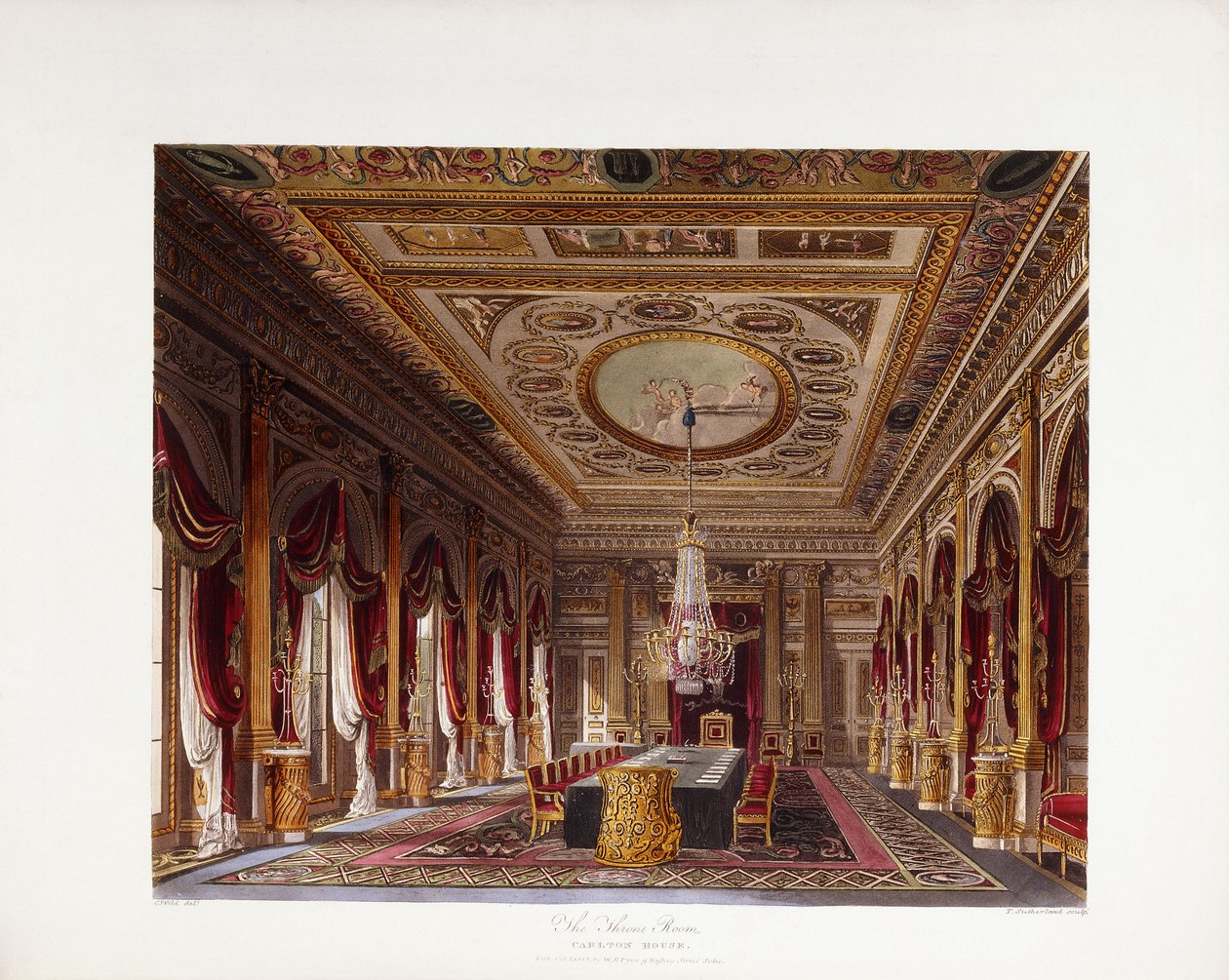 The Throne Room, Carlton House by Charles (after) Wild