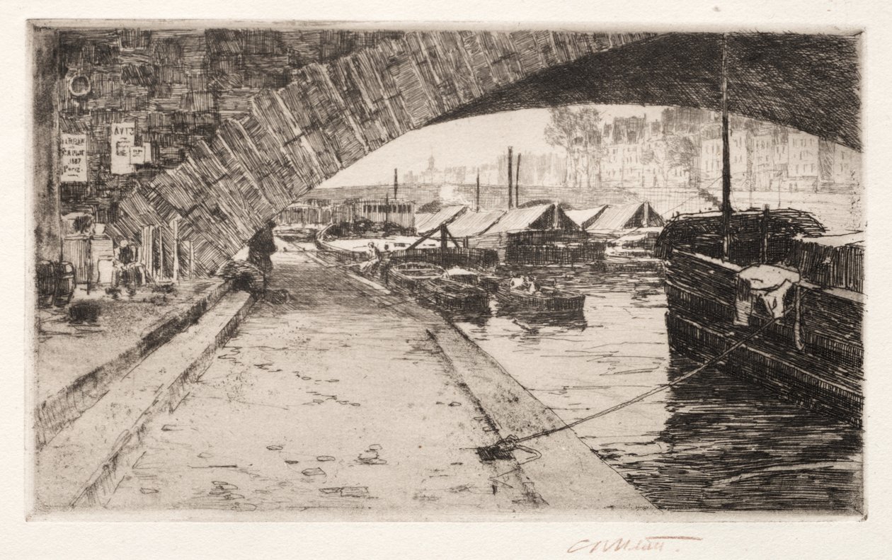 Under the Pont Marie, Paris by Charles Adams Platt