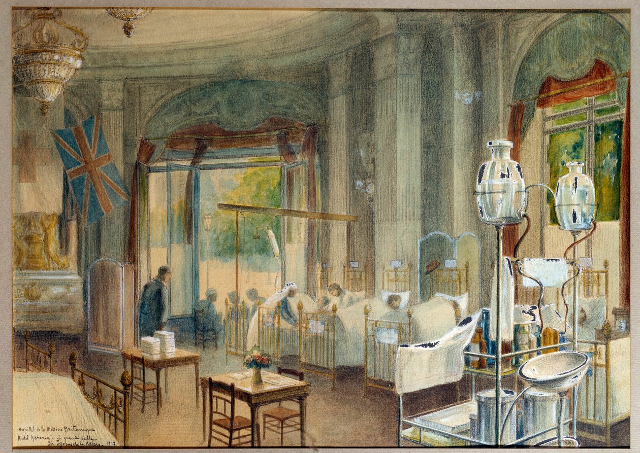 View of the Large Room of the British Hospital at Hotel Astoria by Charles Andre Igounet de Villers