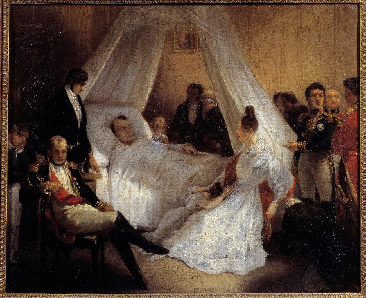 Emperor Napoleon I on His Deathbed by Charles Auguste Steuben