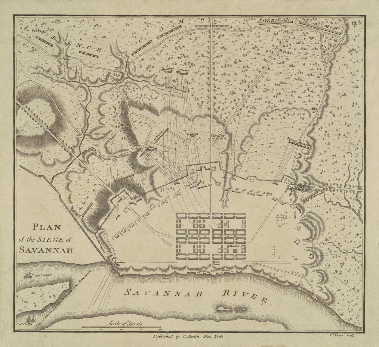 Plan of the Siege of Savannah by Charles Balthazar Julien Févret de Saint Mémin