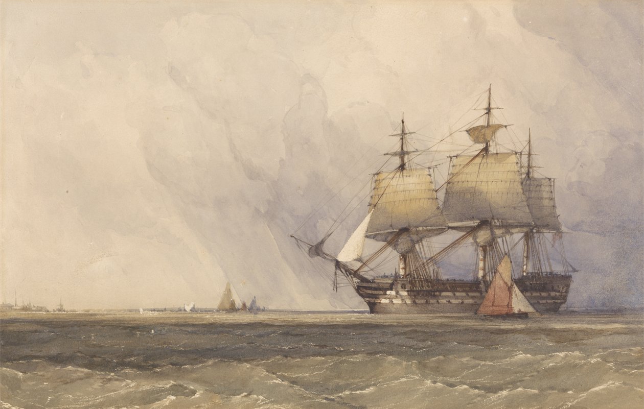 Coast Scene with Shipping by Charles Bentley