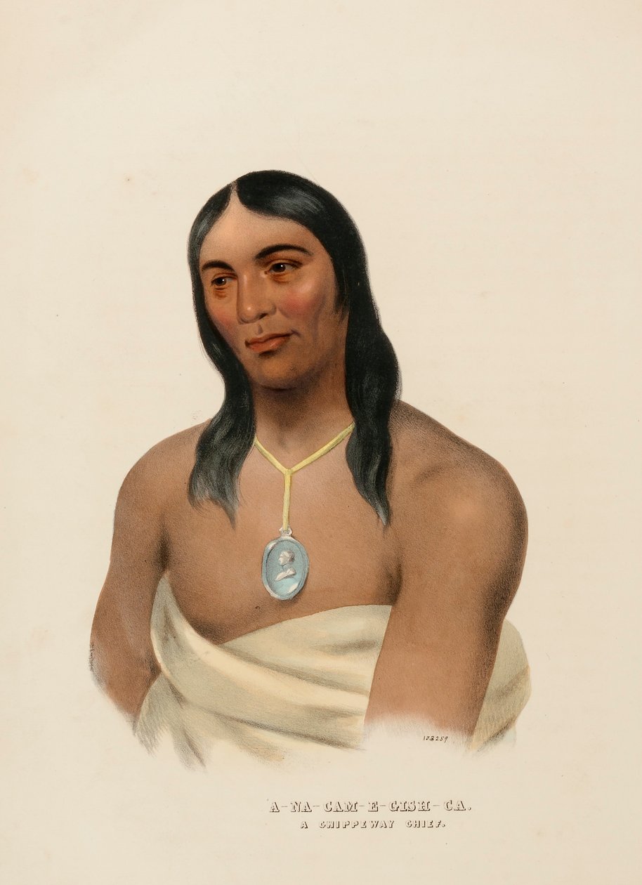 A-NA-CAM-E-GISH-CA, A CHIPPEWA CHIEF, from History of the Indian Tribes of North America by Charles Bird King