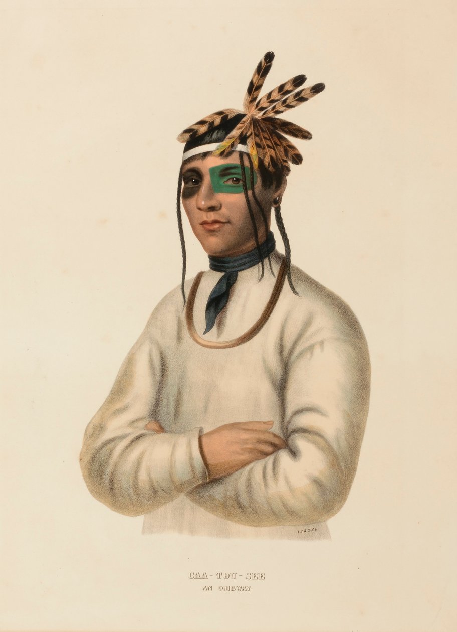 CAA-TOU-SEE. AN OJIBWAY, from History of the Indian Tribes of North America by Charles Bird King