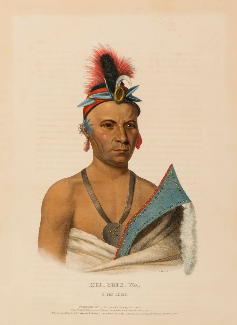 KEE-SHES-WA, A FOX CHIEF, from History of the Indian Tribes of North America by Charles Bird King
