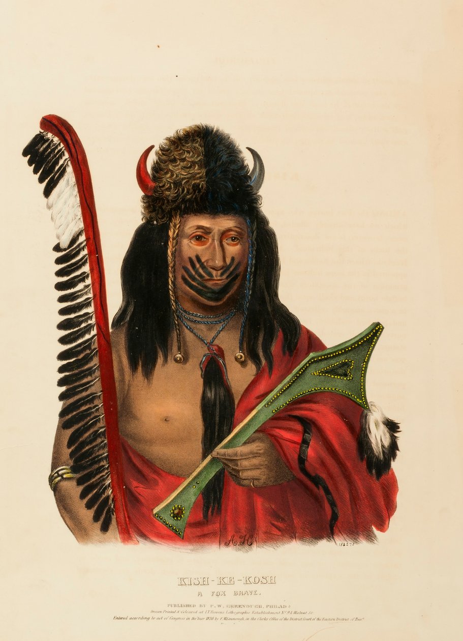 Kish-ke-kosh, A Fox Brave, from History of the Indian Tribes of North America by Charles Bird King