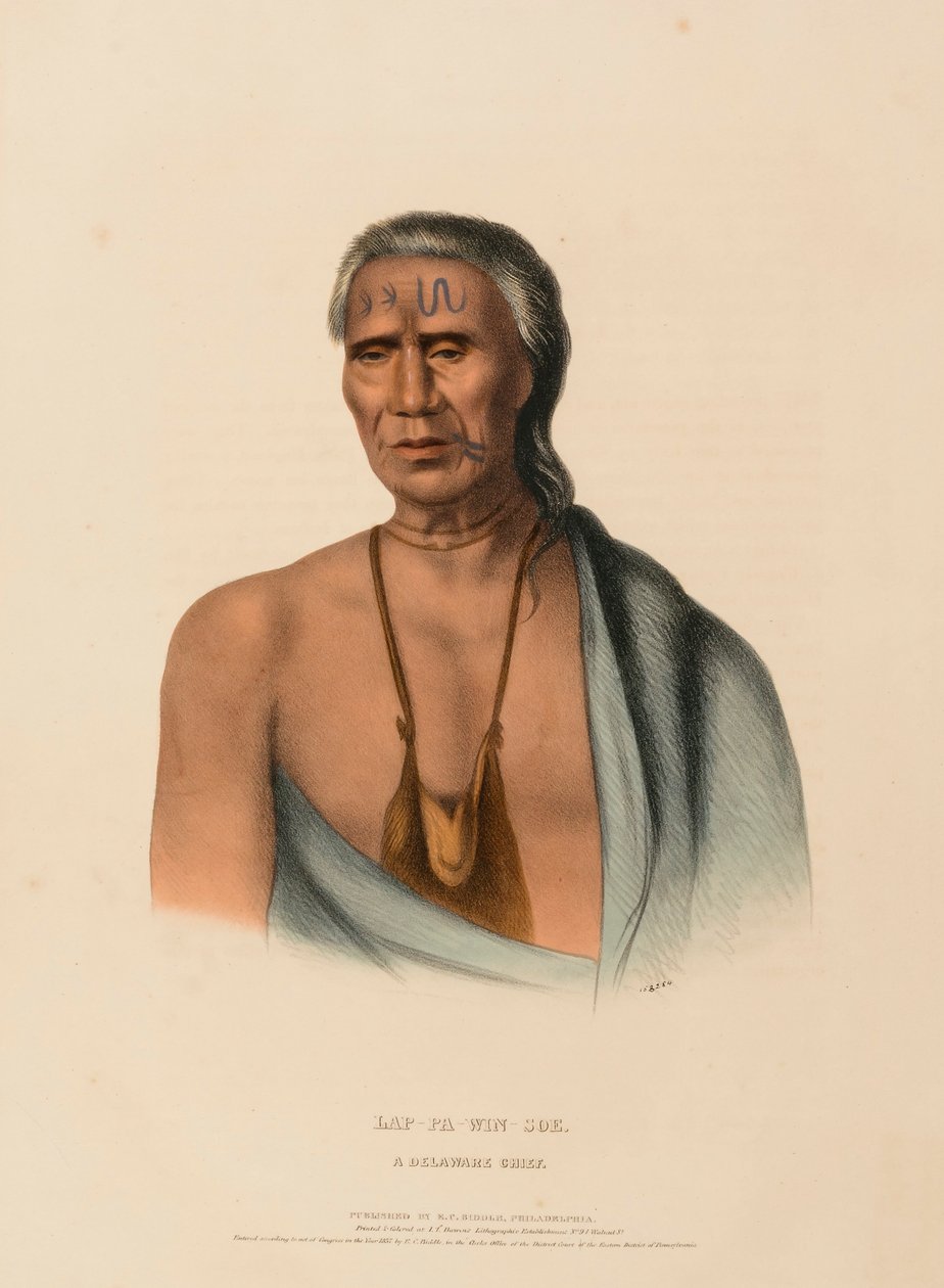 LAP-PA-WIN-SOE. A DELAWARE CHIEF., from History of the Indian Tribes of North America by Charles Bird King
