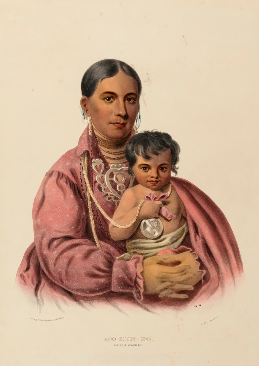 MO-HON-GO. OSAGE WOMAN, from History of the Indian Tribes of North America by Charles Bird King