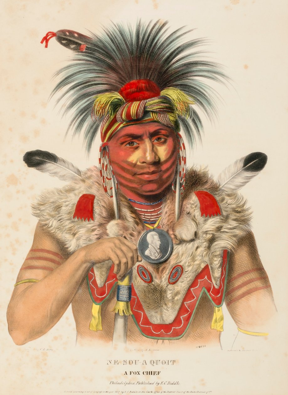 Ne-sou-a-quoit, A Fox Chief, from History of the Indian Tribes of North America by Charles Bird King