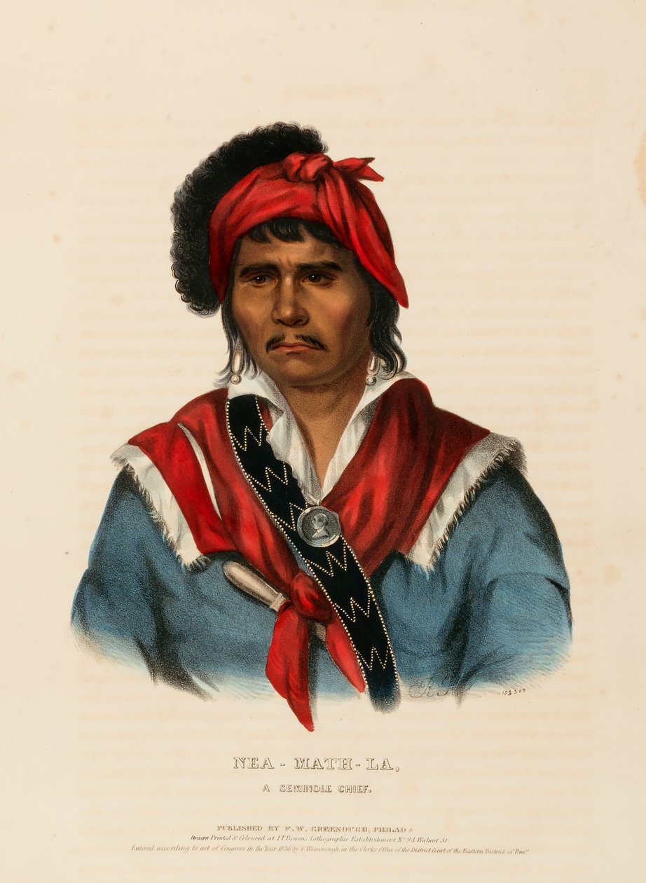 NEA-MATH-LA, A SEMINOLE CHIEF, from History of the Indian Tribes of North America by Charles Bird King