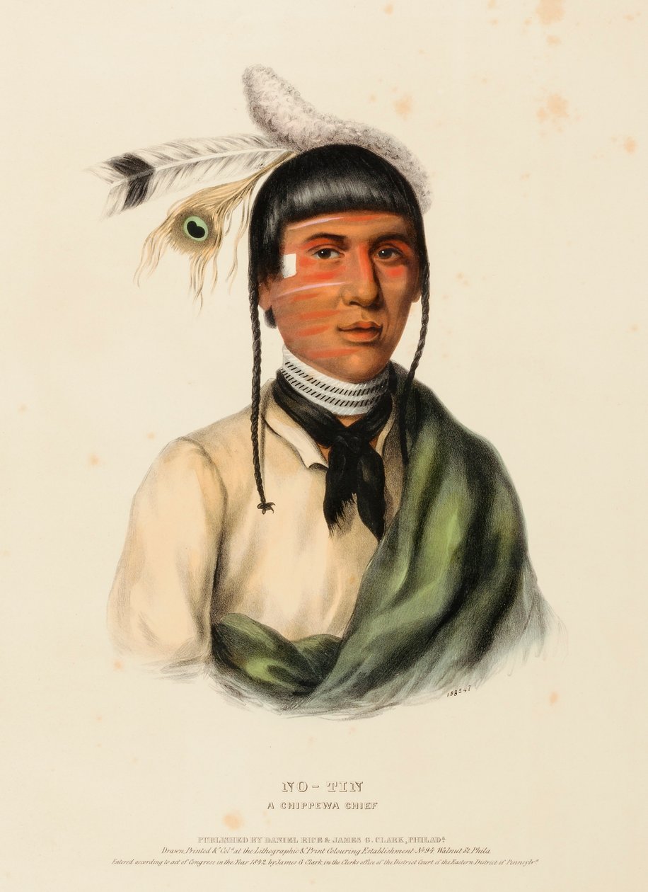 NO-TIN. A CHIPPEWA CHIEF, from History of the Indian Tribes of North America by Charles Bird King