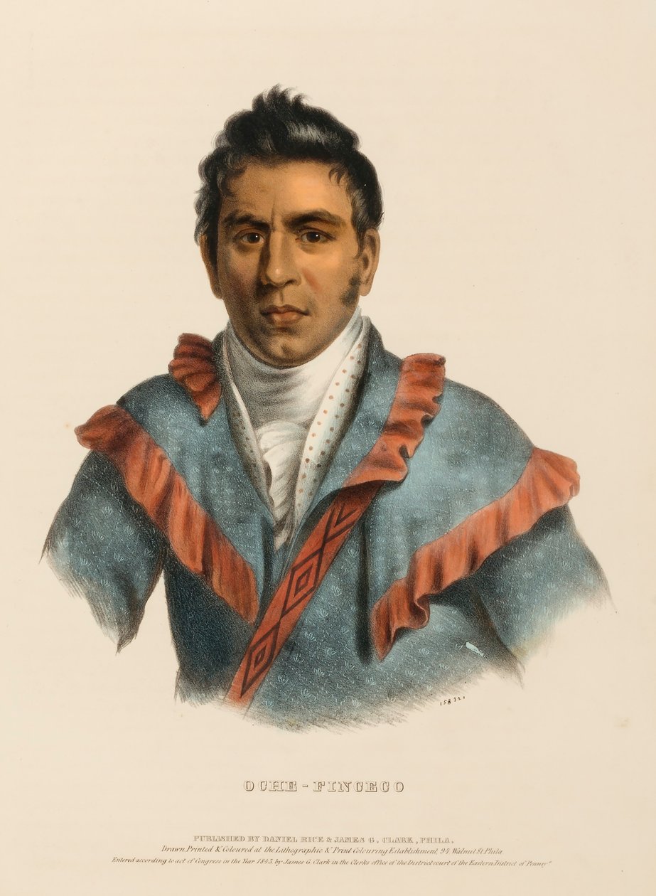 OCHE-FINCECO, from History of the Indian Tribes of North America by Charles Bird King