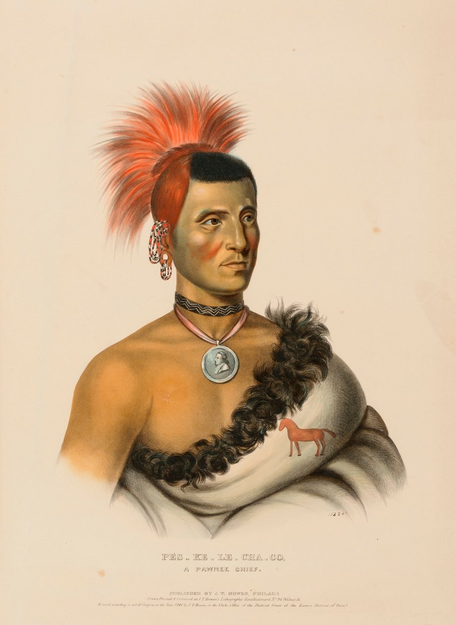 PES-KE-LE-CHA-CO, A Pawnee Chief, from History of the Indian Tribes of North America by Charles Bird King