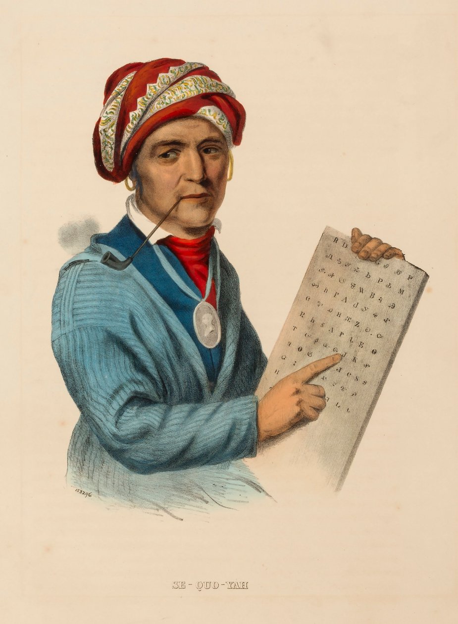 Se-Quo-Yah, from History of the Indian Tribes of North America by Charles Bird King