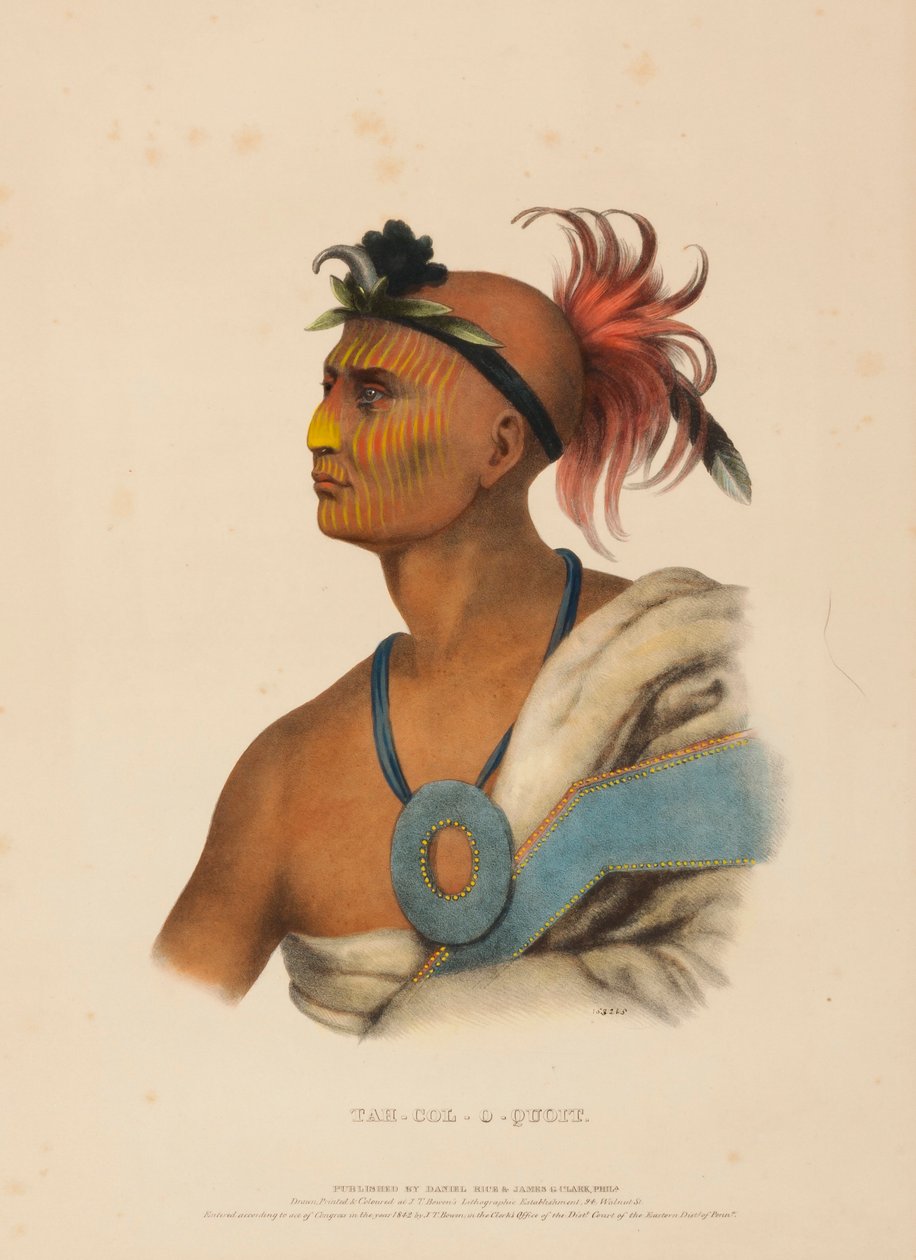 Tah-col-o-quoit, from History of the Indian Tribes of North America by Charles Bird King