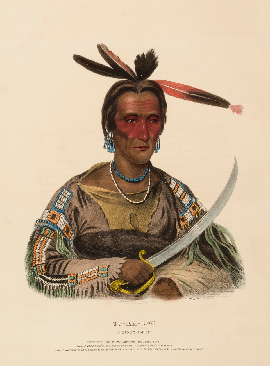 TO-KA-CON, A SIOUX CHIEF, from History of the Indian Tribes of North America by Charles Bird King