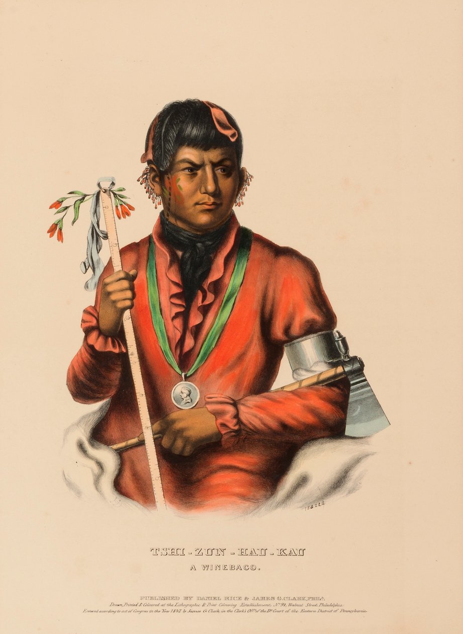 TSHI-ZUN-HAU-KAU. A WINNEBAGO, from History of the Indian Tribes of North America by Charles Bird King