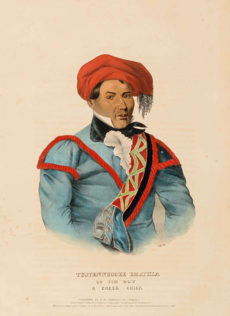 TUSTENNUGGEE EMATHLA, from History of the Indian Tribes of North America by Charles Bird King