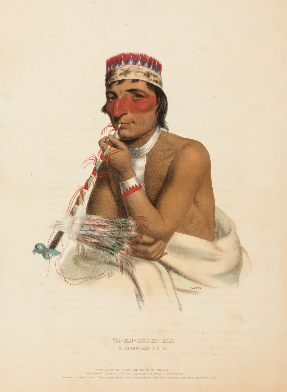 WA-EM-BOESH-KAA. A CHIPPEWAY CHIEF., from History of the Indian Tribes of North America by Charles Bird King