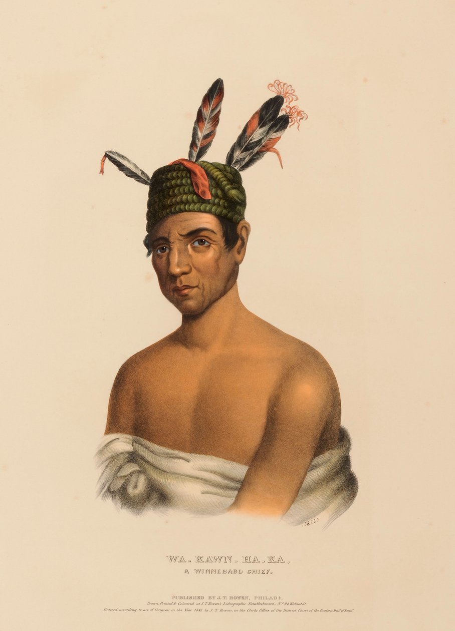 WA-KAWN-HA-KA, A WINNEBAGO CHIEF, from History of the Indian Tribes of North America by Charles Bird King
