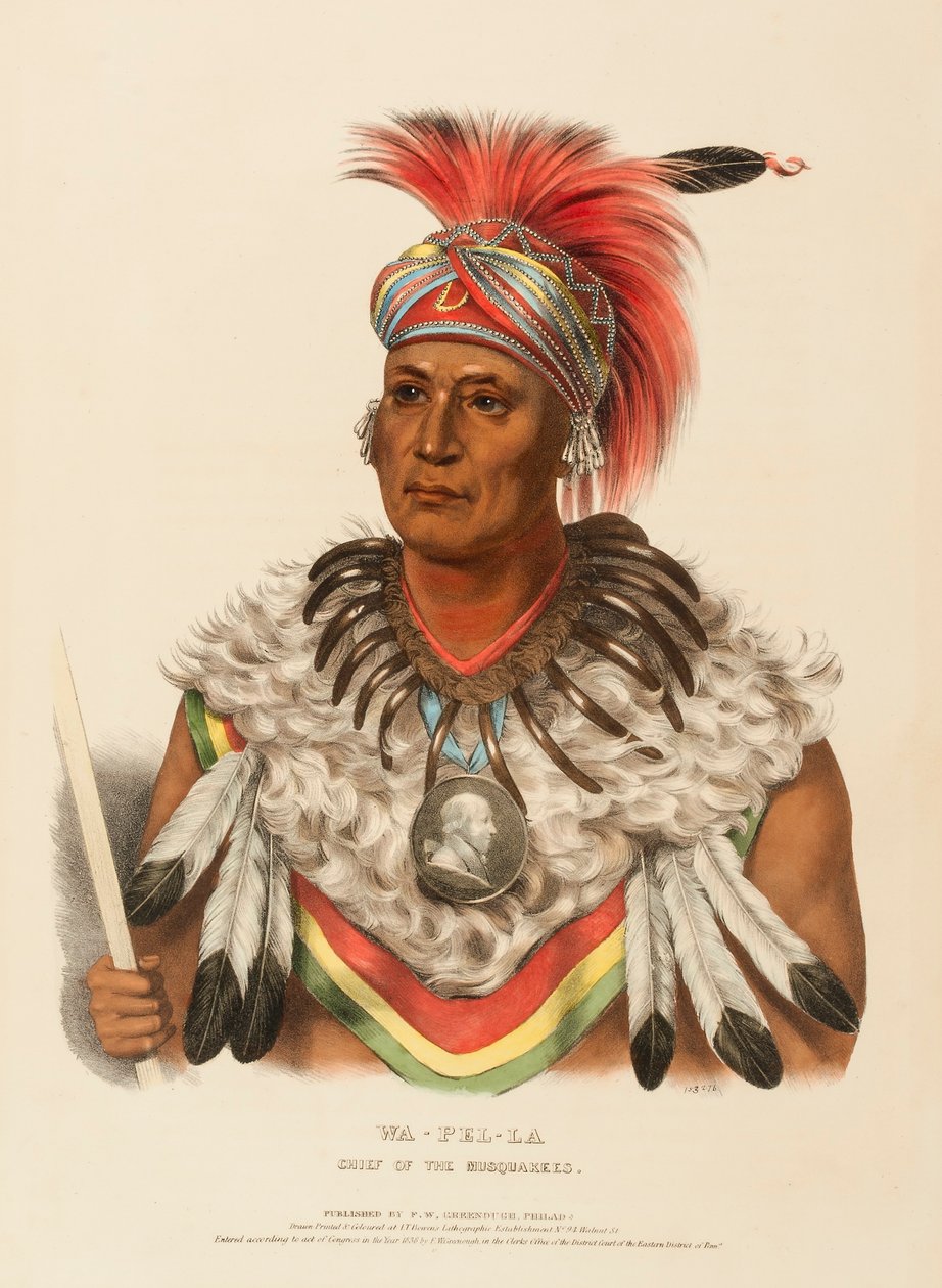Wa-Pel-La, Chief of the Musquakees, from History of the Indian Tribes of North America by Charles Bird King