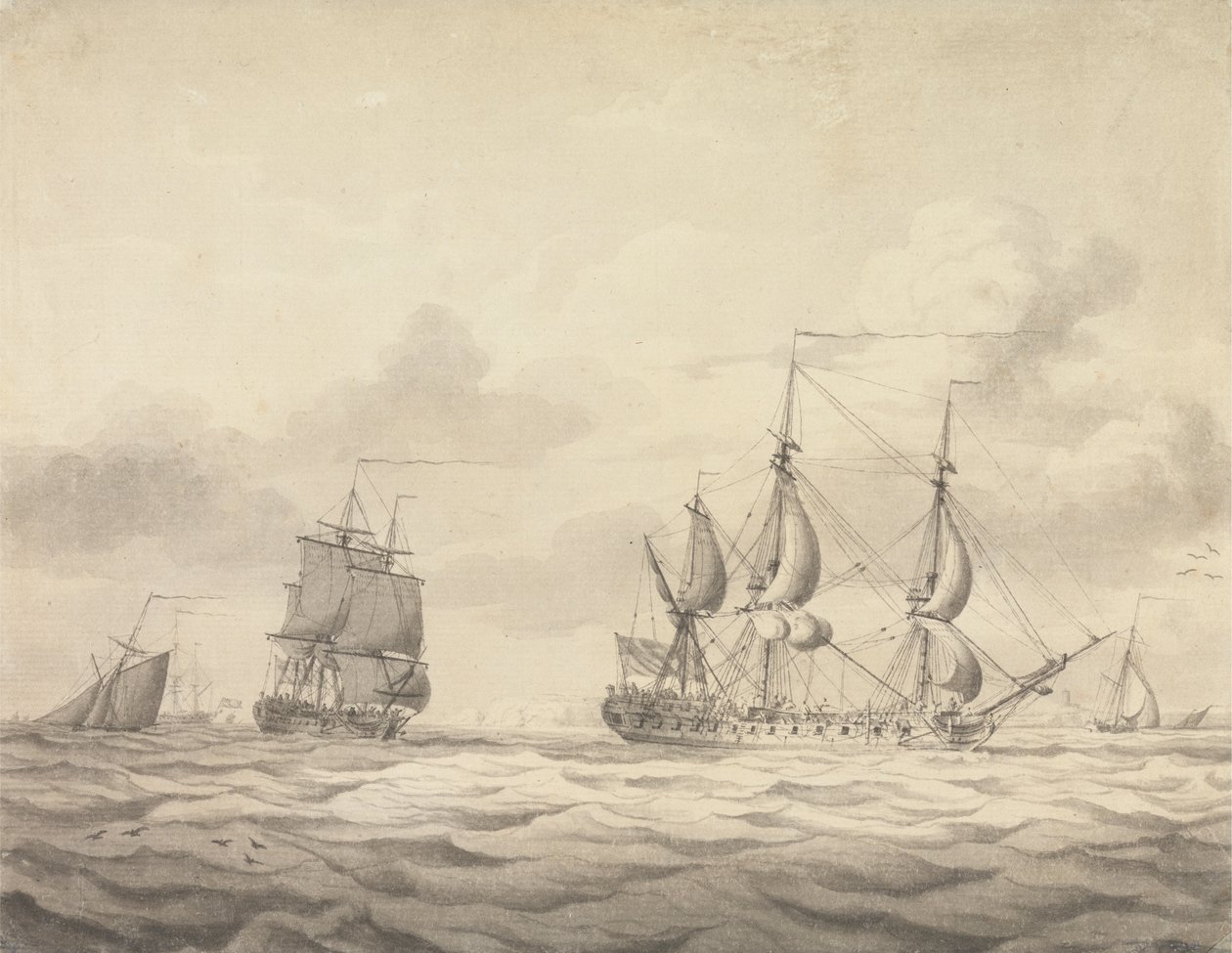 Two Frigates before the Wind by Charles Brooking