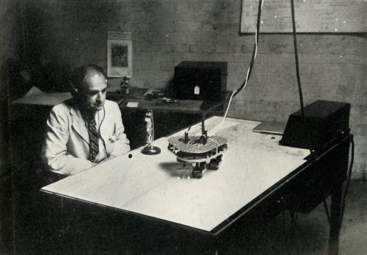 Control desk at an RAF flight training school, 1941 by Charles Brown