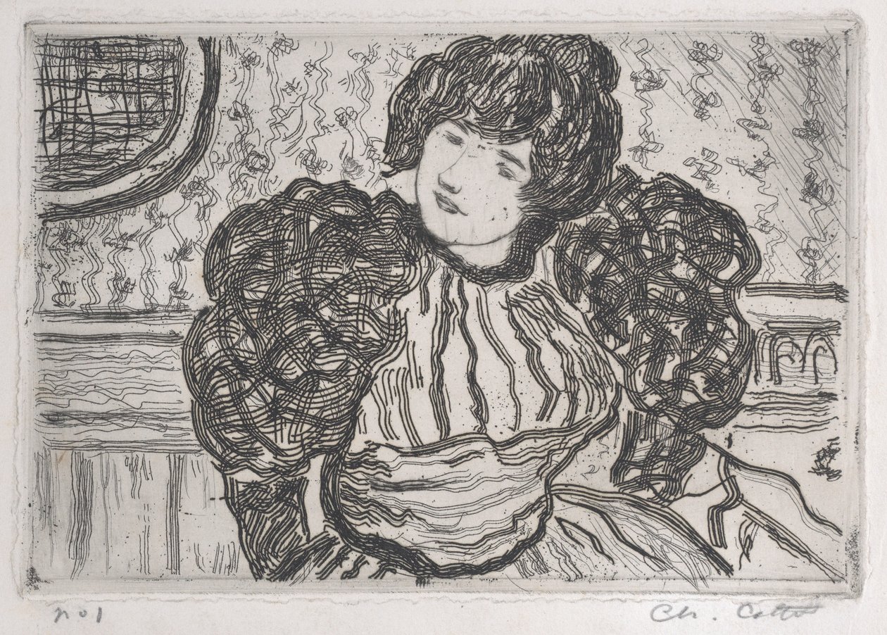 Woman Wearing a Dress with Puffy Sleeves by Charles Cottet