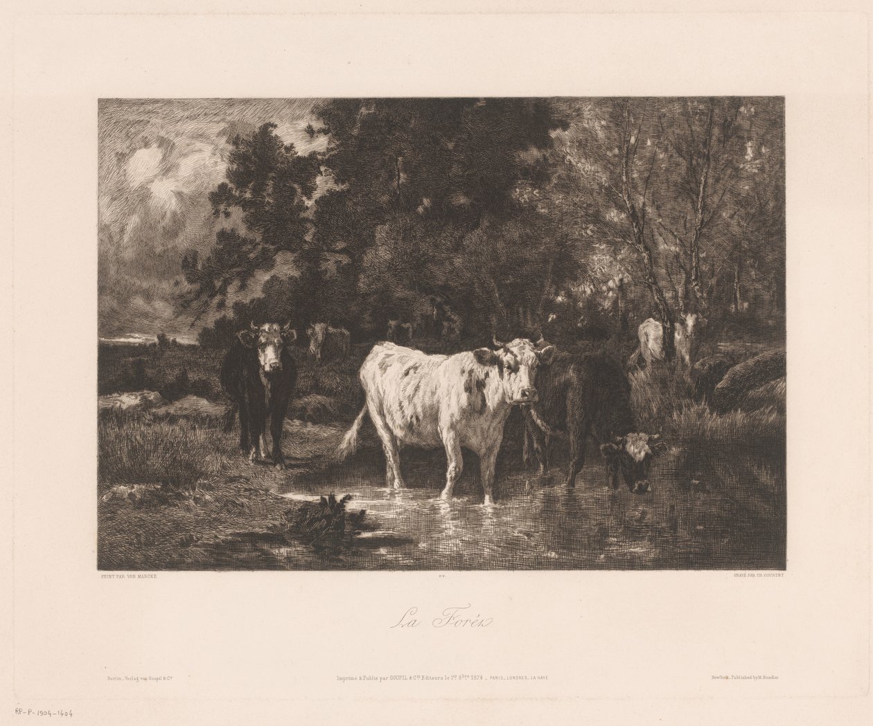Landscape with Cows at the Edge of a Forest (La Forêt) by Charles Courtry