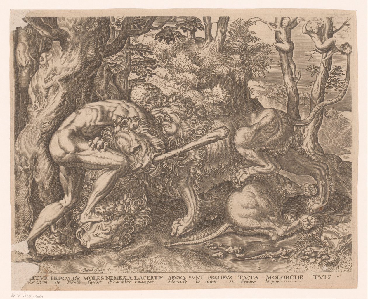Hercules Holding the Nemean Lion in a Chokehold (Works of Hercules after Frans Floris) by Charles David