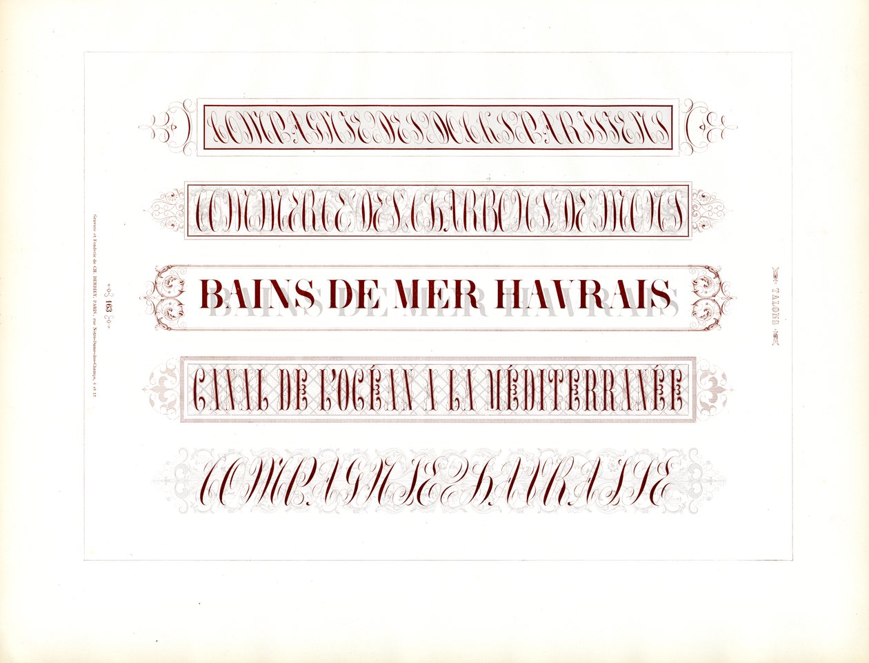 Calligraphic Title Lines in Ornamental Script Design by Charles Derriey
