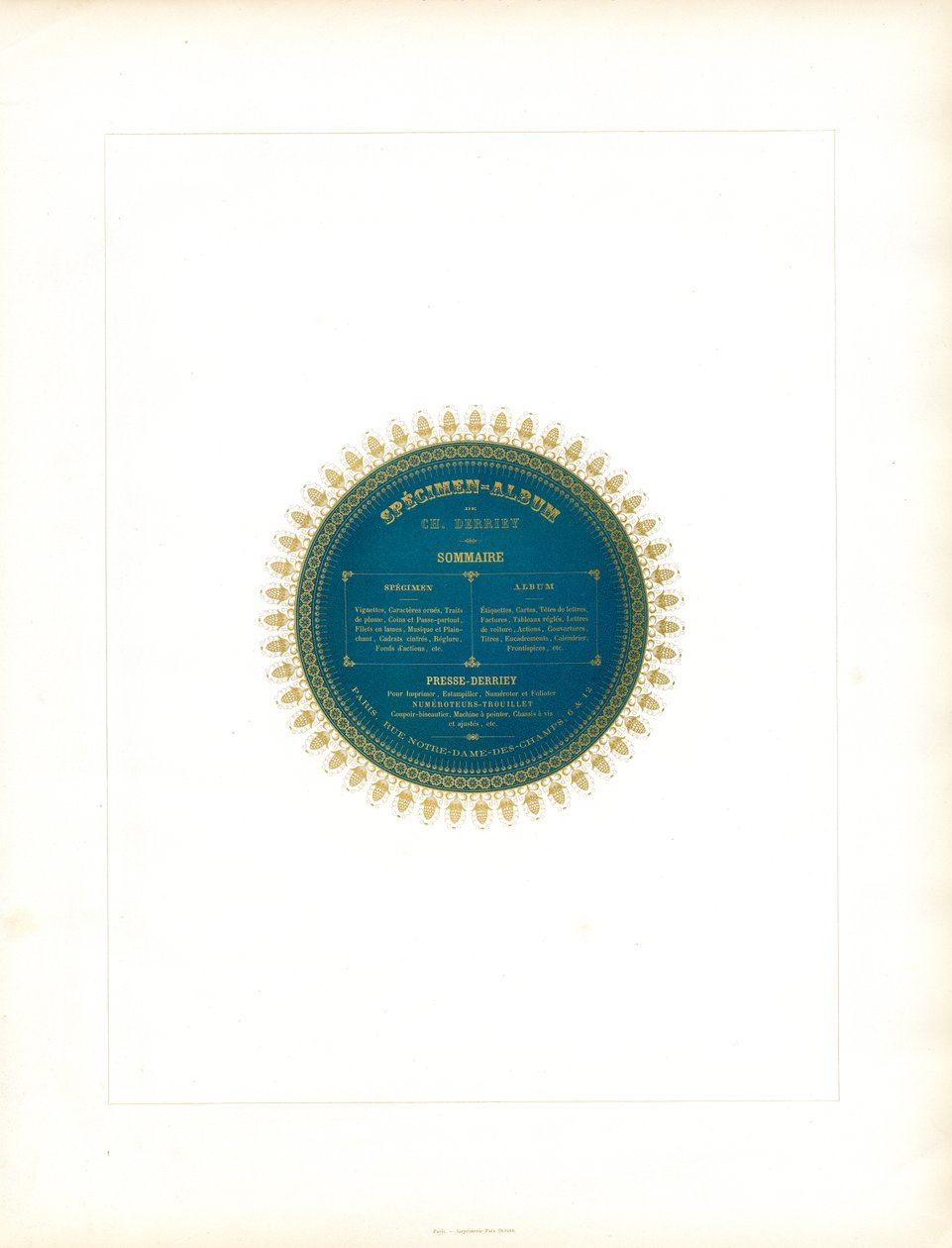 Circular Table of Contents with Ornamental Border by Charles Derriey