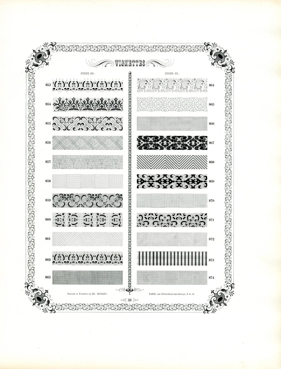 Collection of Ornamental Decorative Strips by Charles Derriey
