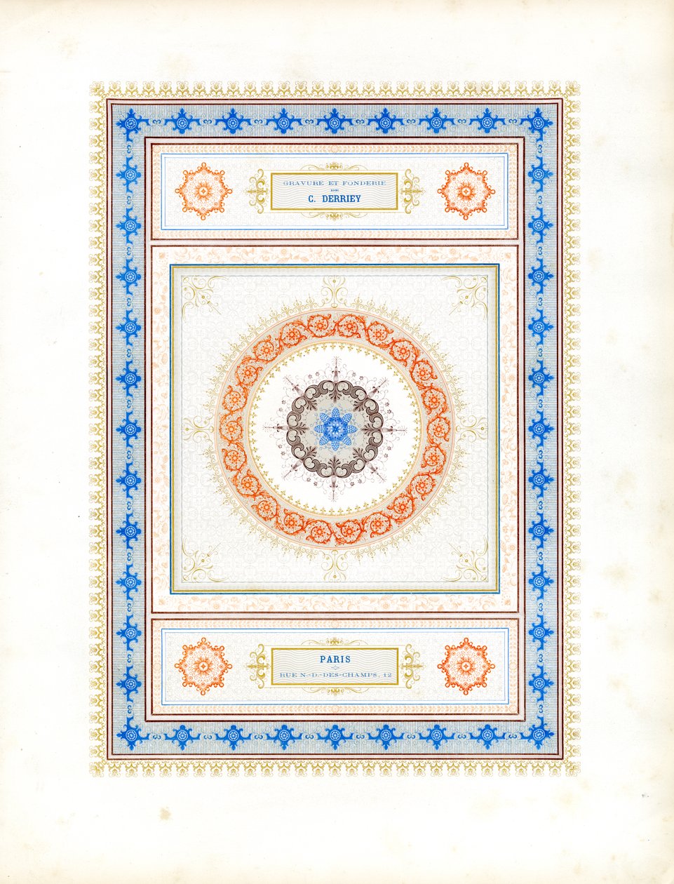 Concentric Ornamental Composition with Typographic Elements by Charles Derriey