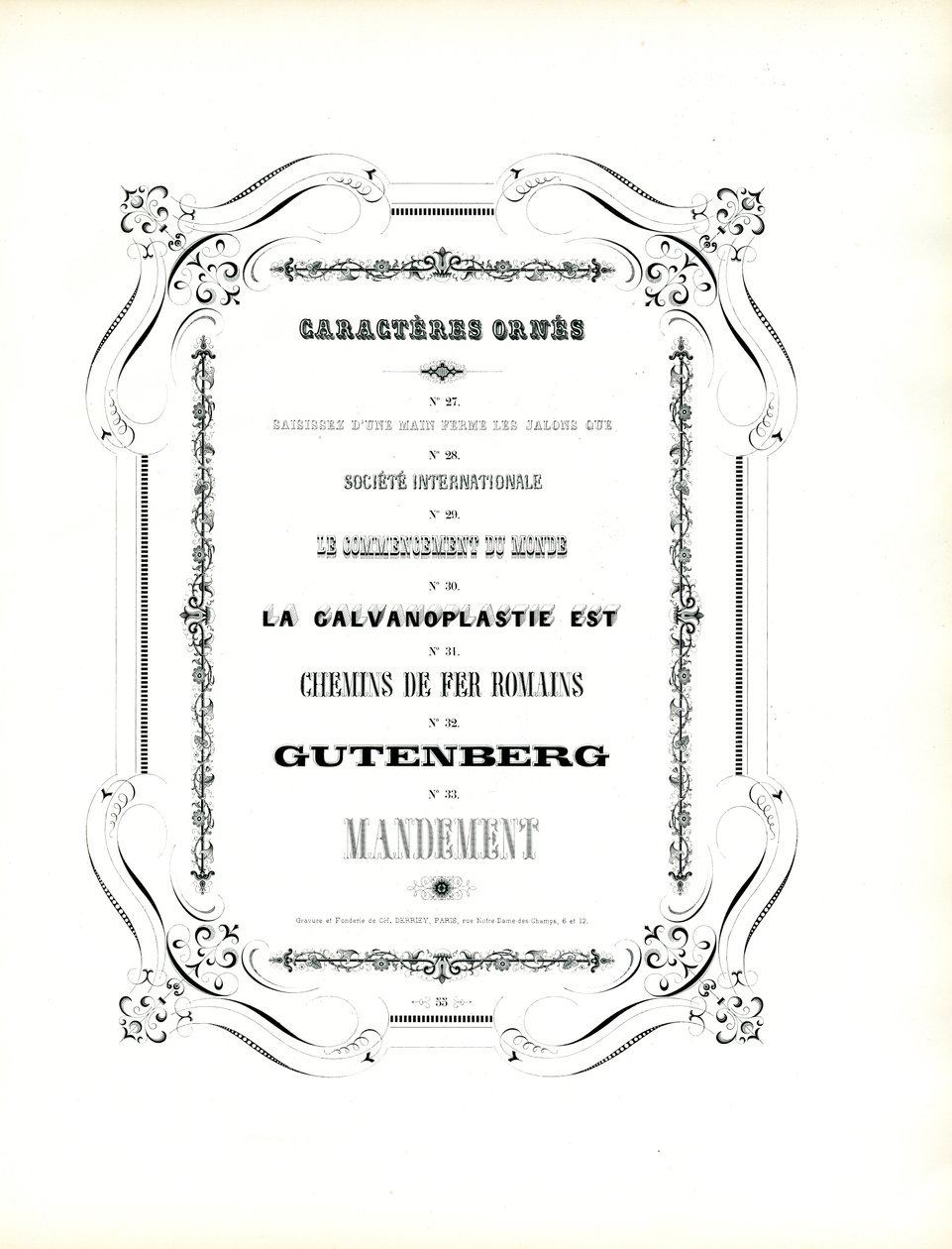 Decorated Typefaces with Curved Frame by Charles Derriey