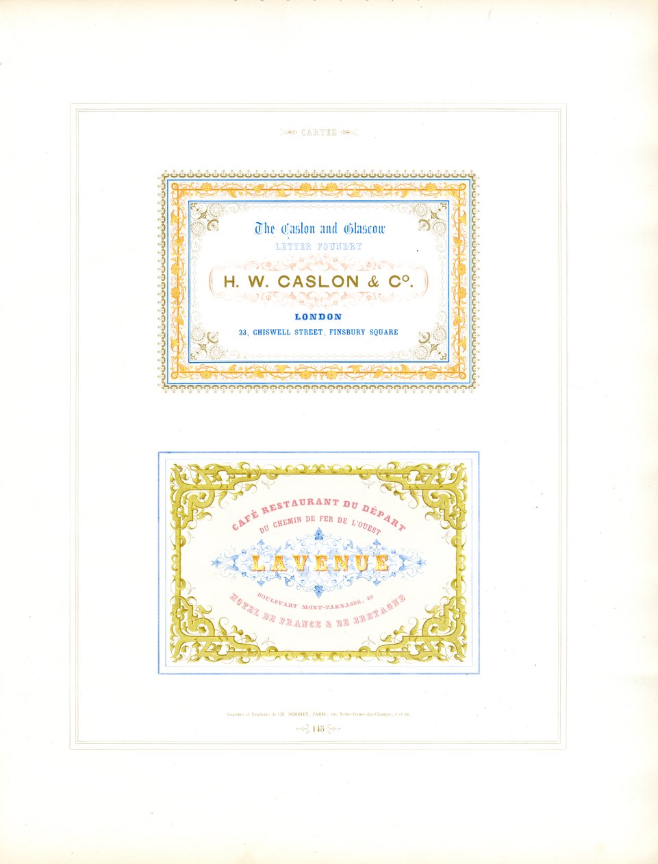 Decorative Business Card Templates with Ornamental Frames by Charles Derriey