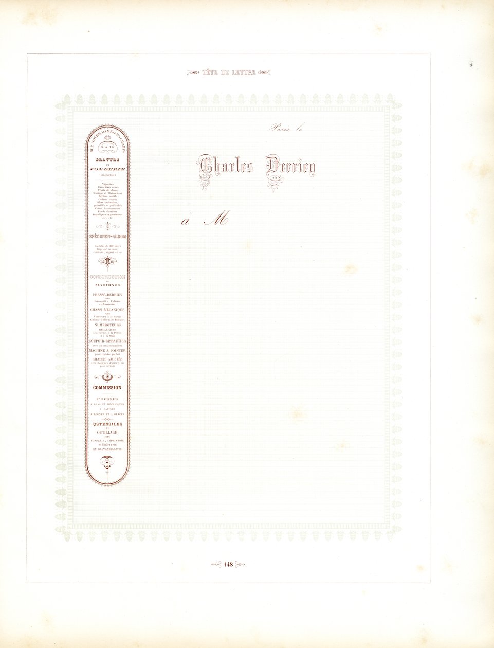 Elegant Letterhead with Typographic Sidebar by Charles Derriey