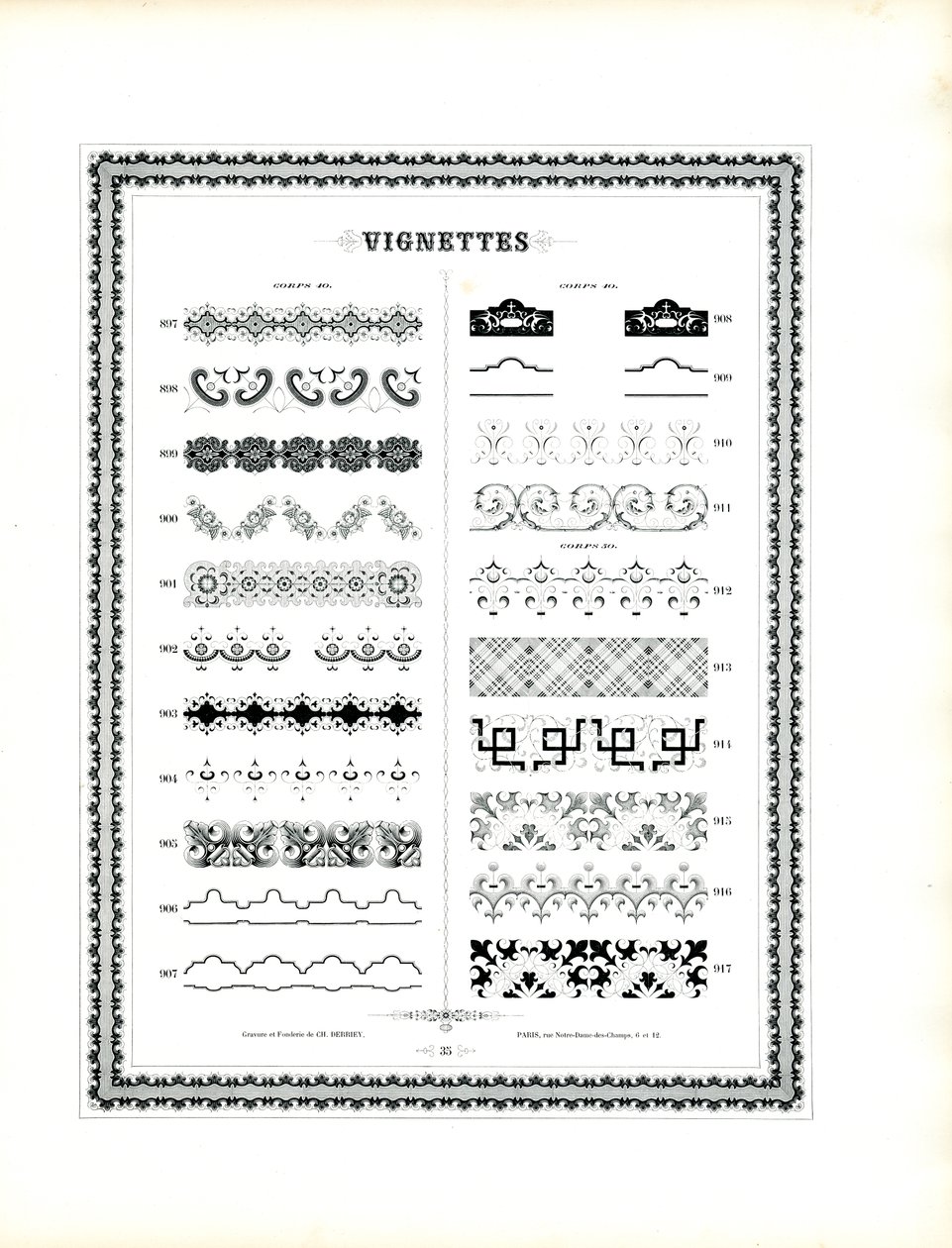 Elegant Typographic Decorative Elements by Charles Derriey